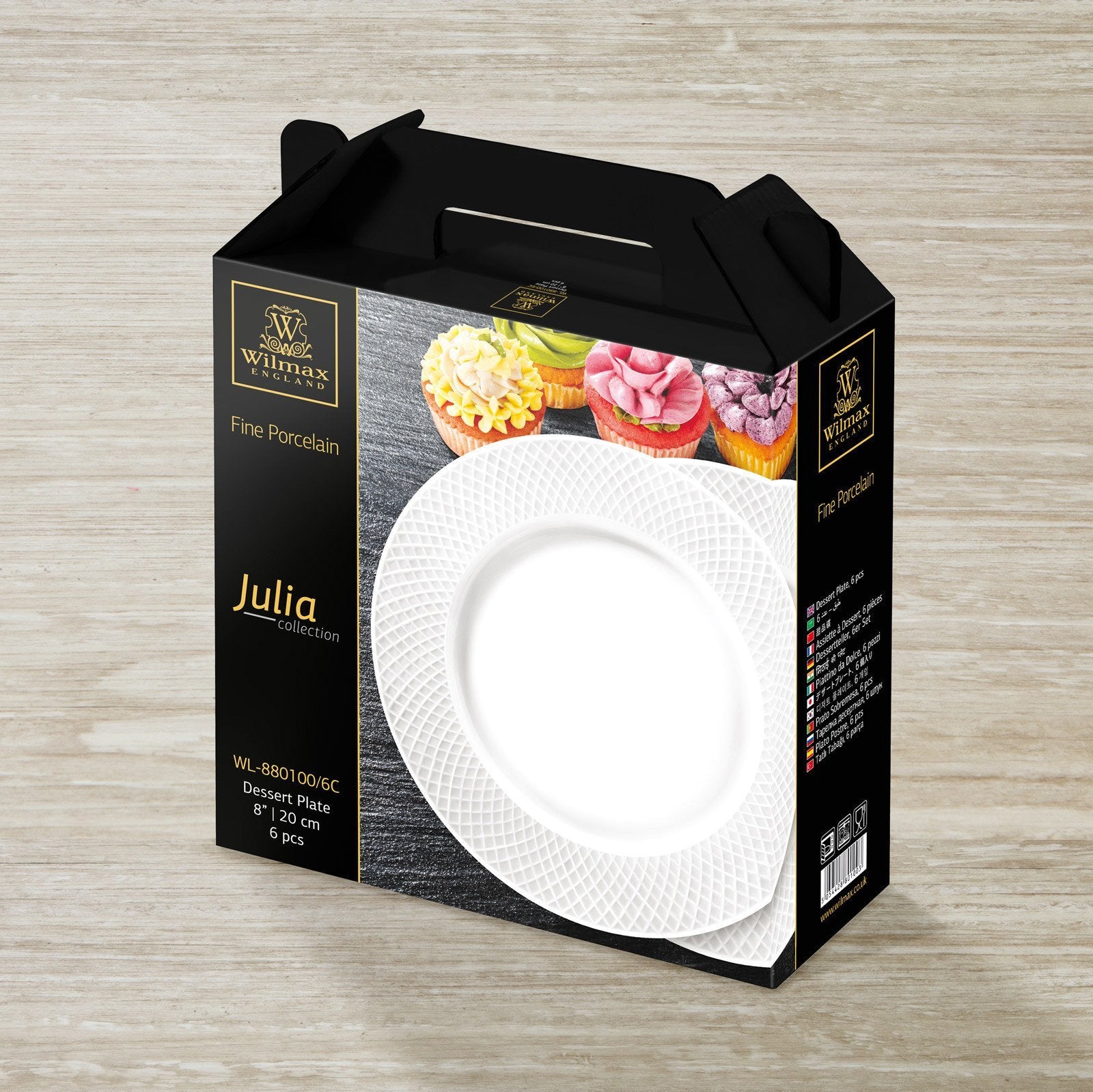[A] Fine China Porcelain Dessert Plate 8" | 20 Cm Set Of 6 In Gift Box